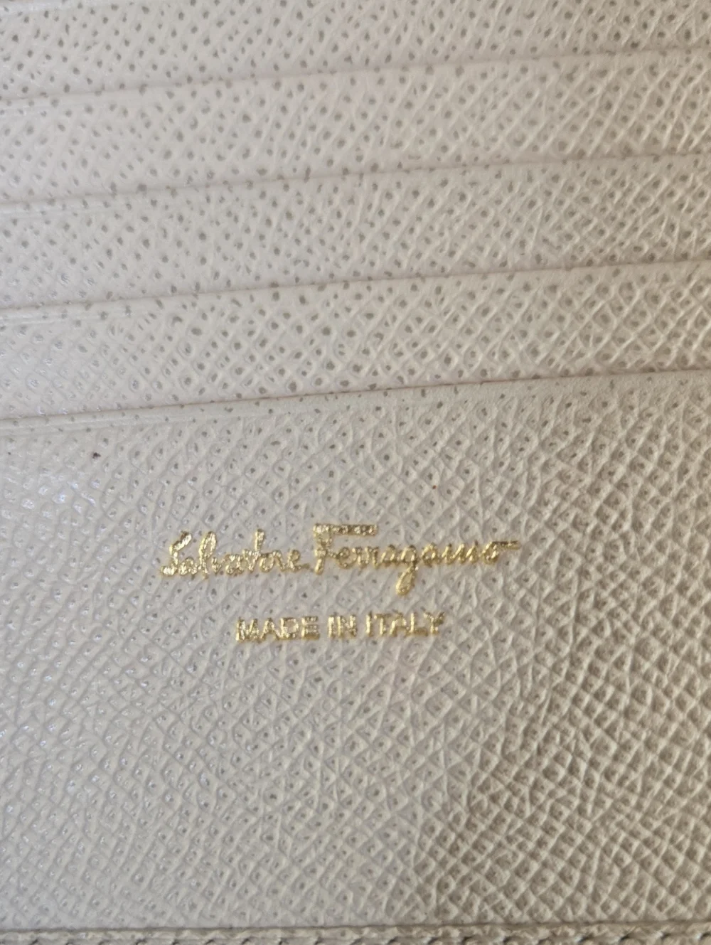Salvatore Ferragamo Cream Leather Wallet with Gold Hardware EUC